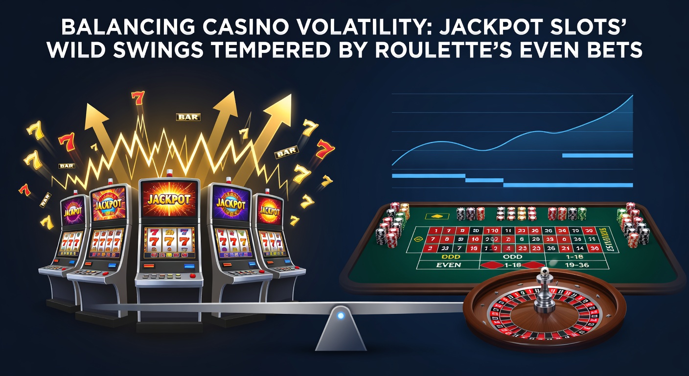 Close-up of a roulette wheel spinning with chips on even-money bets alongside a slot screen displaying a near-miss jackpot