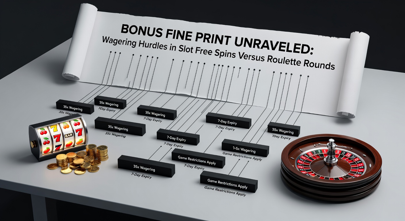 Split-screen comparison of slot reels spinning freely versus a roulette wheel with wagering tracker overlay, emphasizing contribution differences