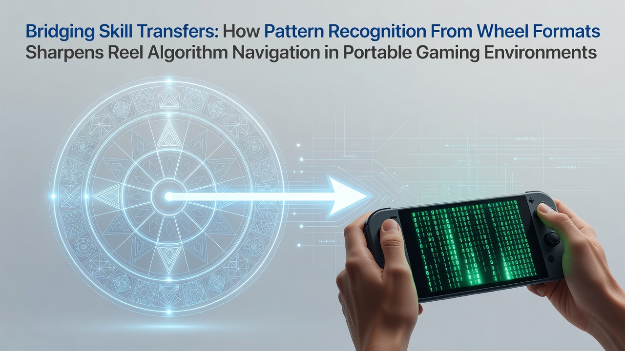 Illustration showing roulette wheel patterns transitioning into slot reel algorithms on a mobile device screen