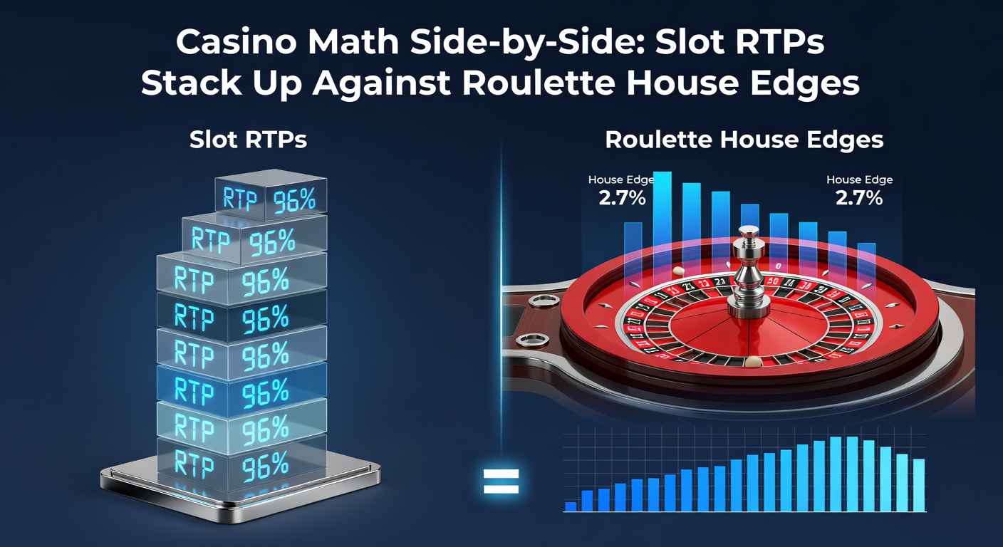 Visual comparison chart showing slot machine RTP percentages alongside roulette wheel house edges, highlighting key numerical differences