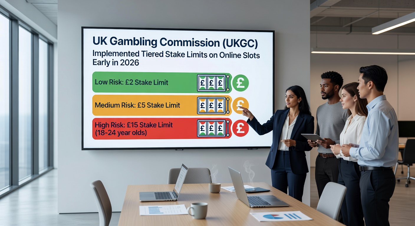 Graph showing rising online gambling taxes and stake limit icons on a UK flag background, highlighting 2026 regulatory shifts
