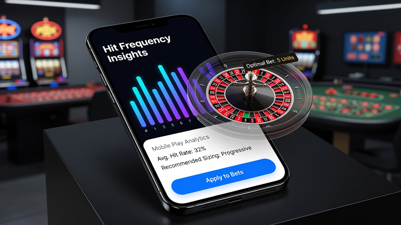 Close-up of mobile roulette table with bet sizing tools and slot performance charts visible in split-screen view