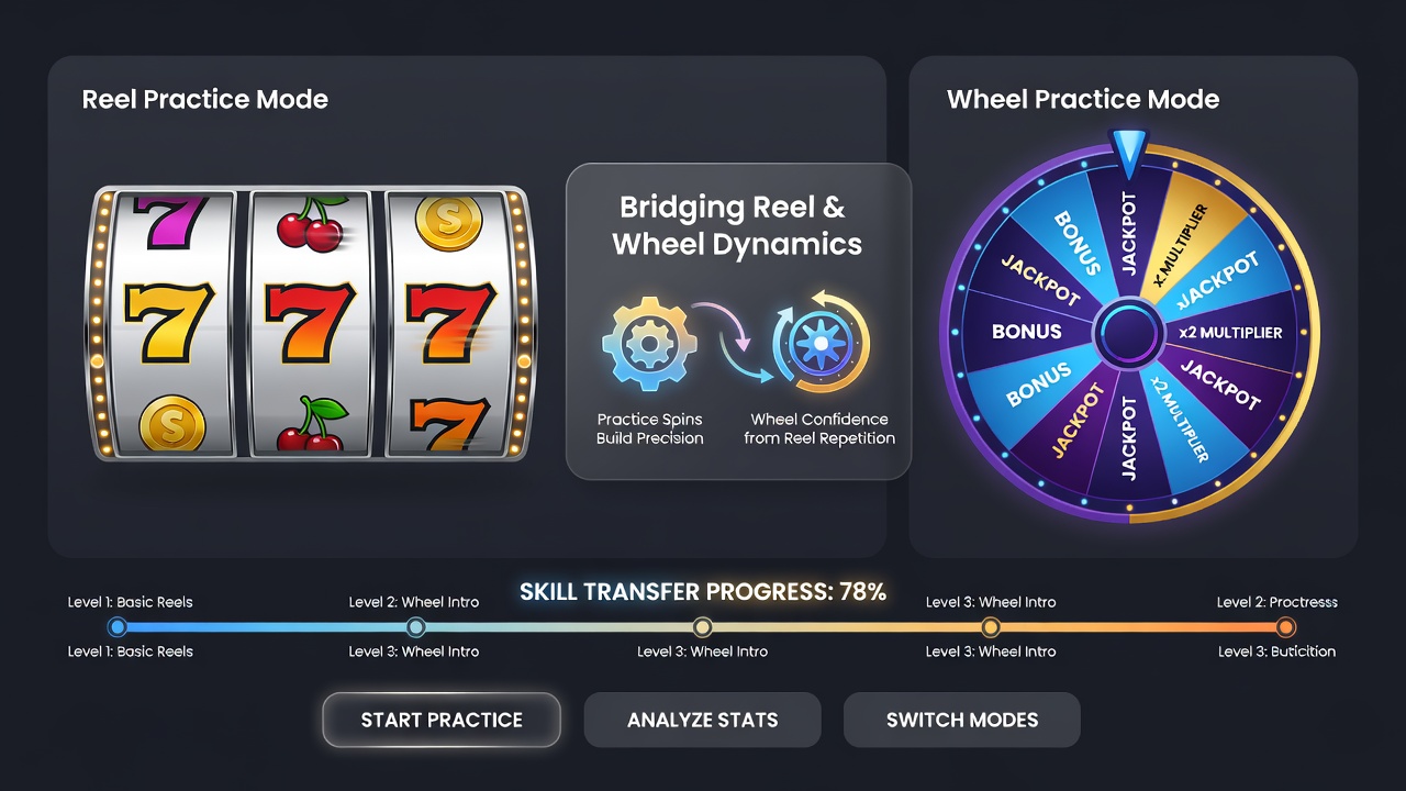 Close-up view of a portable betting app demo screen comparing reel spin results with roulette wheel outcomes