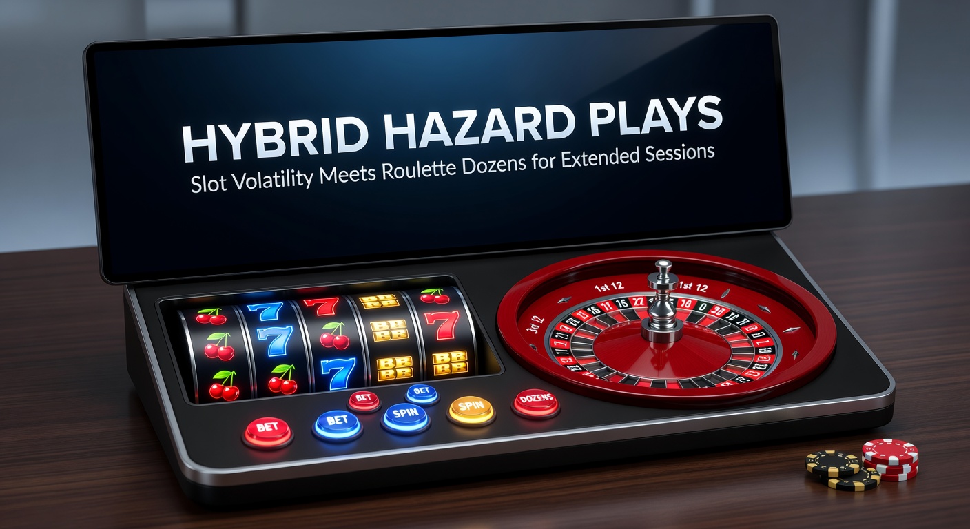 Strategic chart overlaying slot volatility graphs with roulette dozens probability wheels, illustrating extended session hybrid tactics