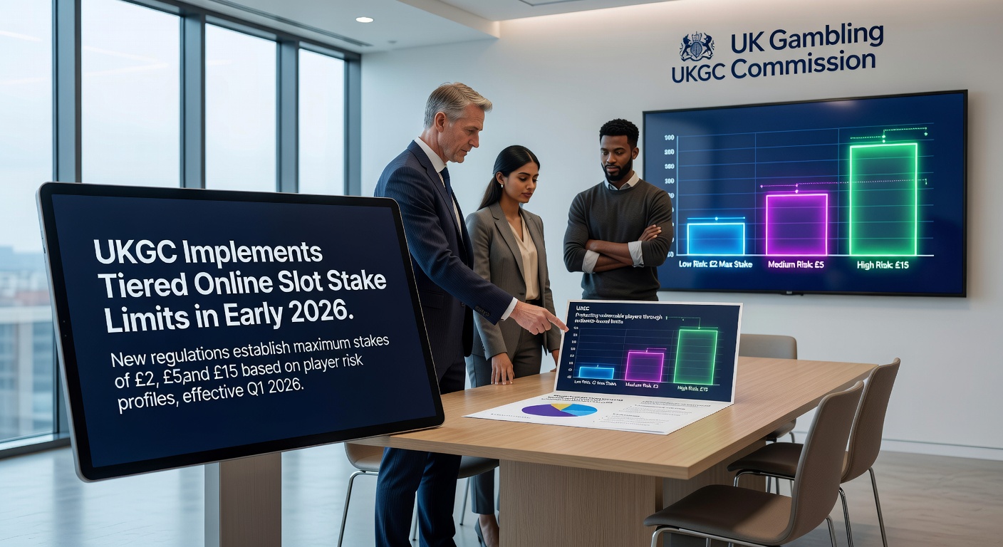 Graph showing rising Remote Gaming Duty rates in the UK, with a slot machine and tax calculator in the foreground, illustrating 2026 fiscal changes