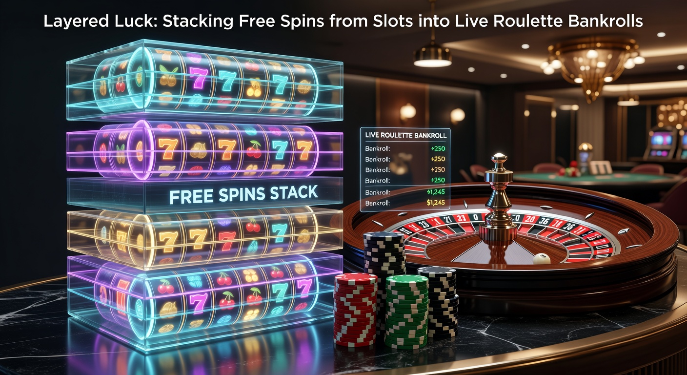 Player interface showing slot free spins transitioning to live roulette table with stacked chips