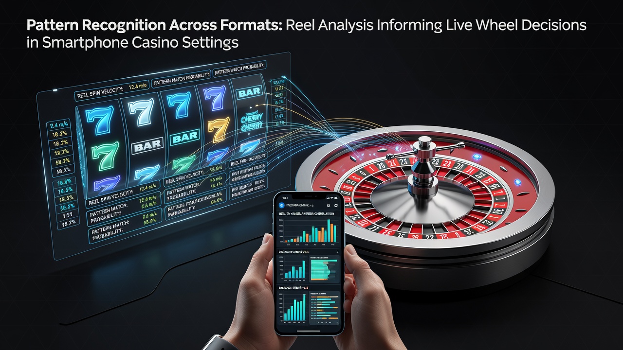 Smartphone screen displaying slot reel patterns alongside a live roulette wheel interface in a casino app
