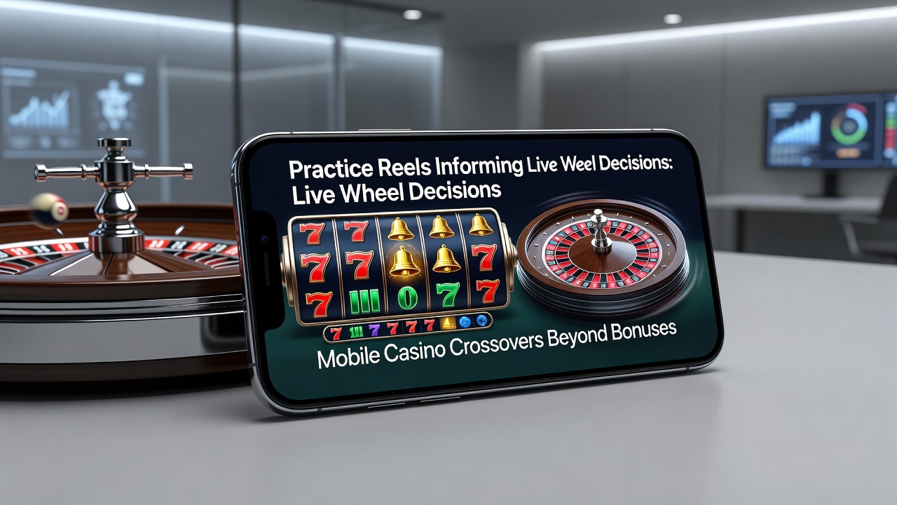 Mobile casino interface showing slot reels transitioning to live roulette wheel on smartphone screen