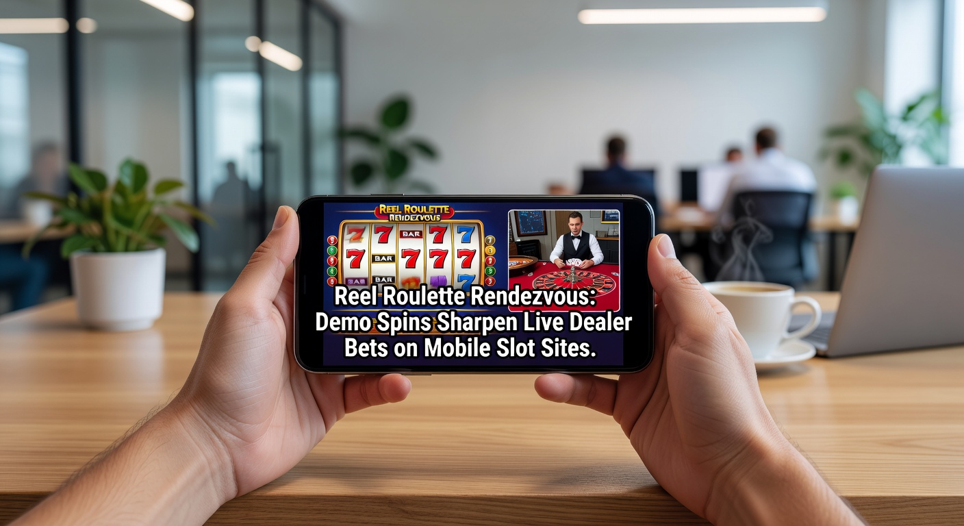 Mobile screen showing demo slot spins transitioning to live roulette table with dealer