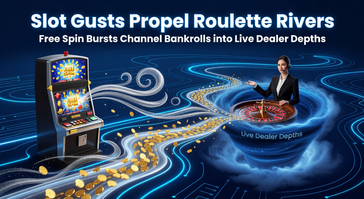 Dynamic slot reels unleashing free spin bursts amid swirling wind effects, transitioning to a live roulette wheel in motion
